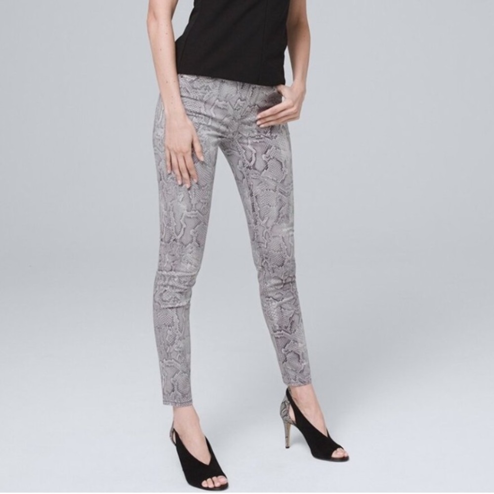 White House Black Market | Sculpt High-Rise Snakeskin Print Skinny Ankle Jeans